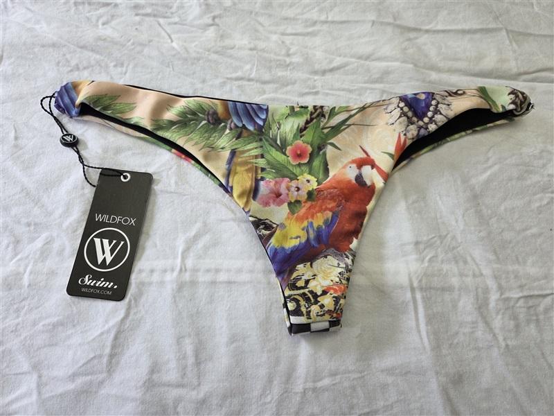 NWT WILDFOX L Twisted Brazilian Checked Bikini Bottoms Swim 131634