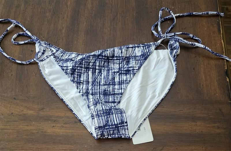NWT Rachel Pally Bikini Swim Top S & Bottom L Blue Sketch Ibiza Tie Side 131637