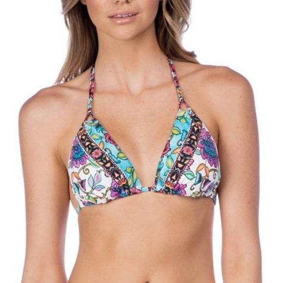 NWT Nanette Lepore M Rosarito Triangle Bikini Top Halter 131640
