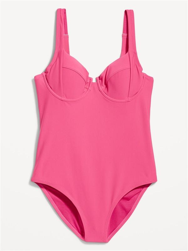 NWT Paramour 4X Underwire Mesh 1PC Swimsuit Pink 131651