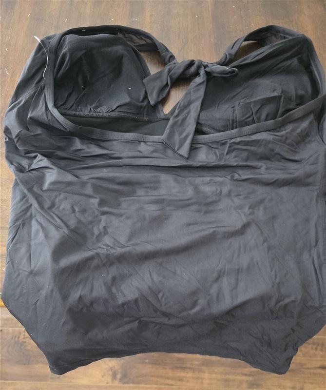 NWT Tommy Bahama 2X Pearl Mesh Halter Long Tankini Black 131657