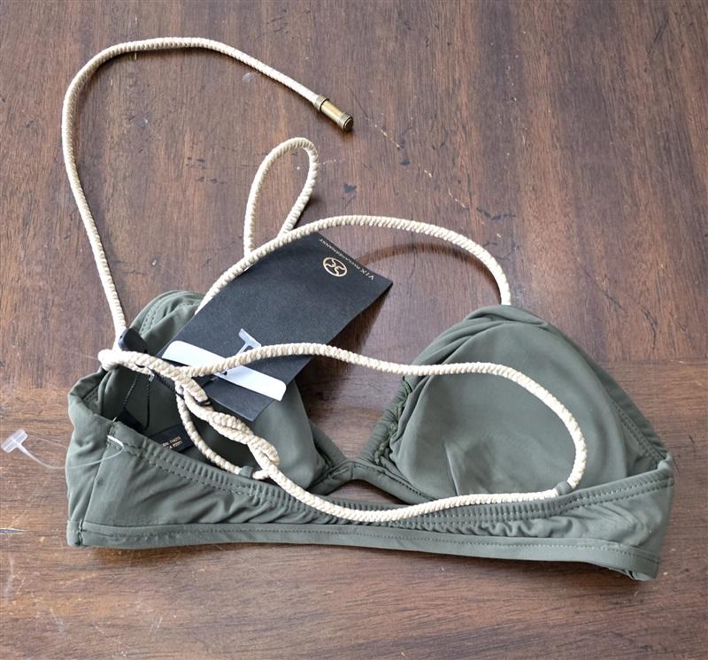 NWT Vix Paula Hermanny 8 Solid Brigitte Top Military Green 131659