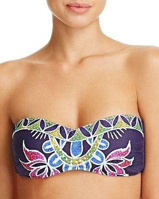 NWOT Trina Turk 10 Lotus Batik Bandeau Bikini Swim Top 131663