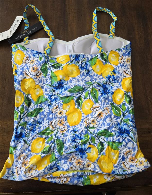 NWT La Blanca 34D Island Goddess Lemon Bandeau Tankini Swim Top 131667