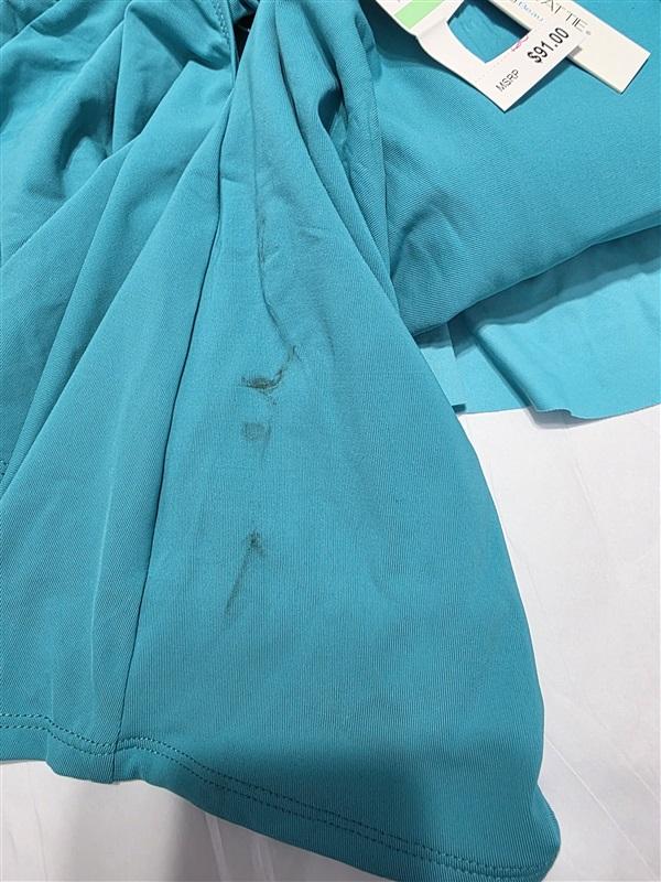 NWTD Bleu Rod Beattie 8 Deep V Ruffle Halter Tankini Teal Blue 131689