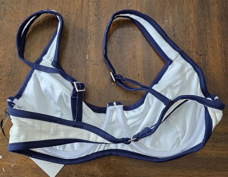 NWT Lovers & Friends S Underwire White Blue Bikini Swim Top 131690