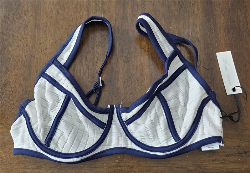 NWT Lovers & Friends S Underwire White Blue Bikini Swim Top 131690