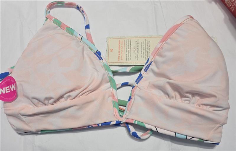 NWTD Maaji L Reversible Bikini Top V Wire Swimsuit Blue Pink 131695