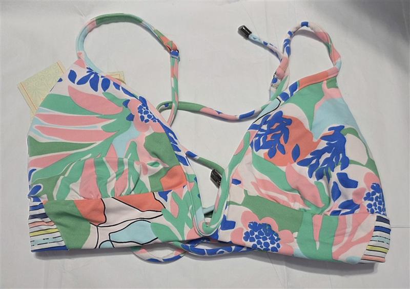 NWTD Maaji L Reversible Bikini Top V Wire Swimsuit Blue Pink 131695