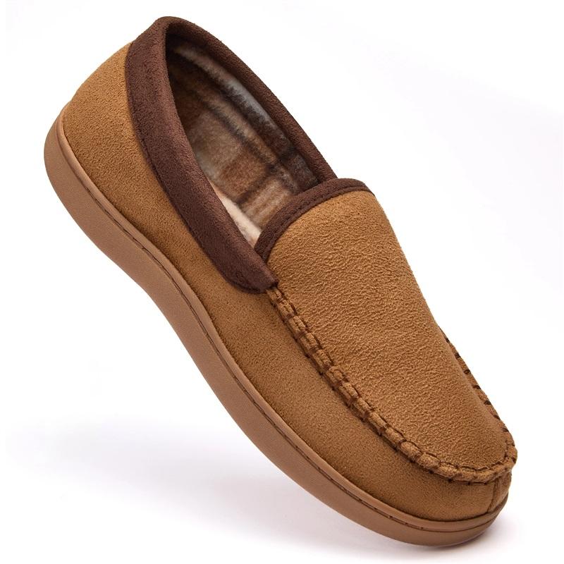 NWOT Fruit Of The Loom 8-9 Mens Microsuede Venetian Slippers Beige 131699