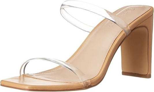 NWOTD The Drop 8 Avery Square Toe Two Clear Strap High Heeled Sandal Nude 131704
