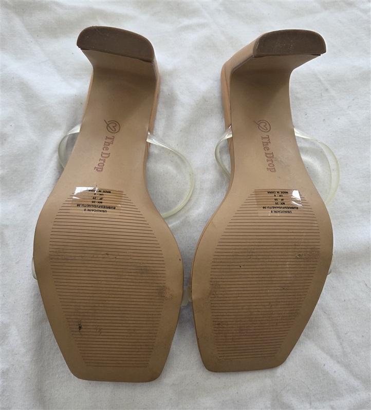 NWOTD The Drop 8 Avery Square Toe Two Clear Strap High Heeled Sandal Nude 131704