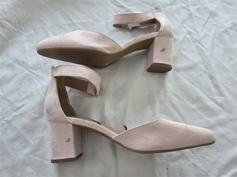 NWOTD Lane Bryant 8 W Faux Suede Pink Ankle Buckle Pumps 131711