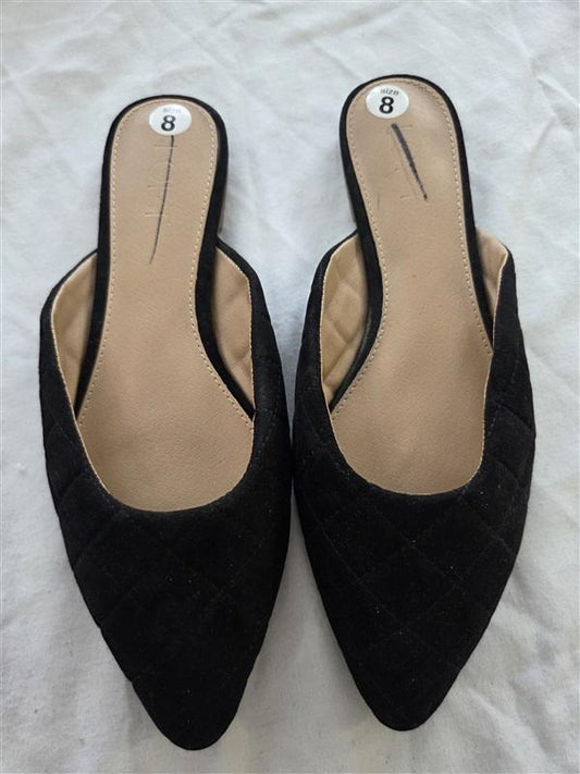 NWOT Loft 8 Quilted Faux Suede Black Mules Slides 131712