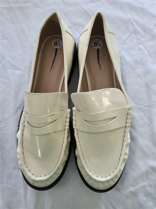 NWOT Loft 8.5 Lug Sole Patent Leather Penny Loafers Ivory 131715