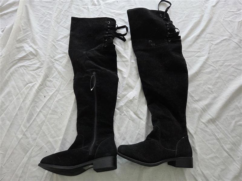 NWOT Shoe Dazzle 8 Wide Calf Malya Black Flat Lace Up Boots 131719