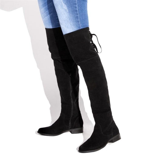 NWOT Shoe Dazzle 8 Wide Calf Malya Black Flat Lace Up Boots 131719