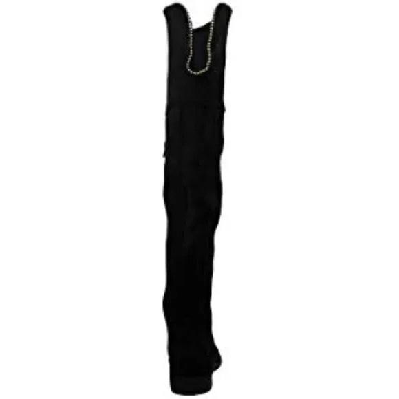 NWOTD XOXO Tristen Over The Knee Boots Faux Suede Black Beaded 131721