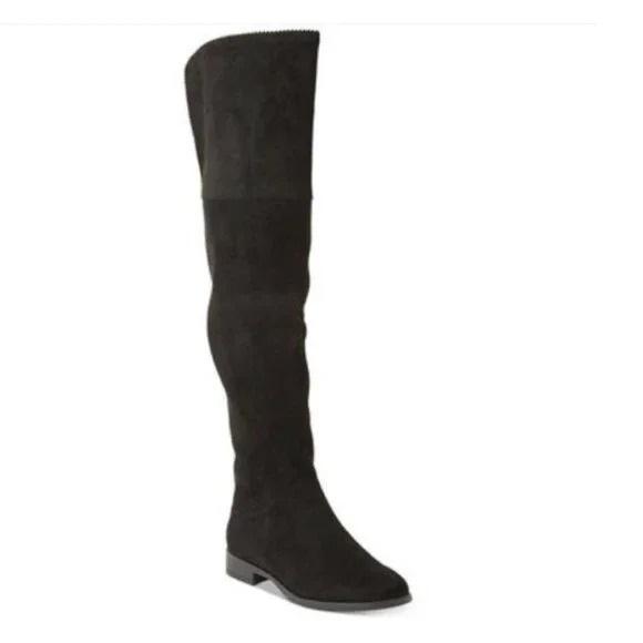 NWOTD XOXO Tristen Over The Knee Boots Faux Suede Black Beaded 131721