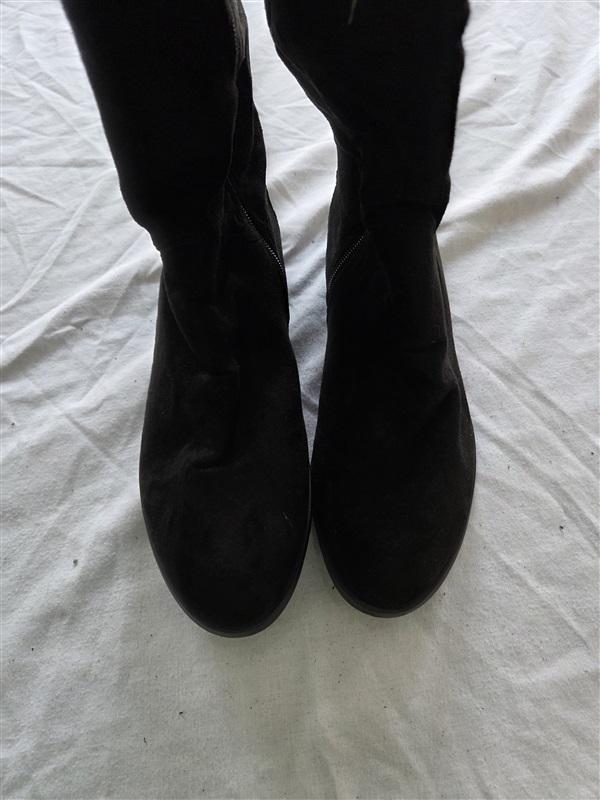 NWOTD XOXO Tristen Over The Knee Boots Faux Suede Black Beaded 131721