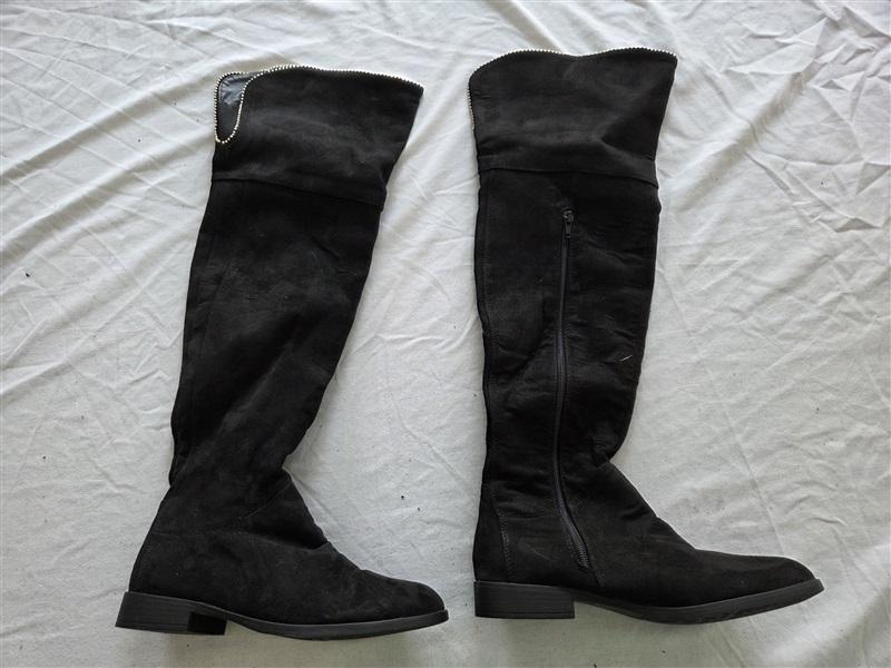 NWOTD XOXO Tristen Over The Knee Boots Faux Suede Black Beaded 131721