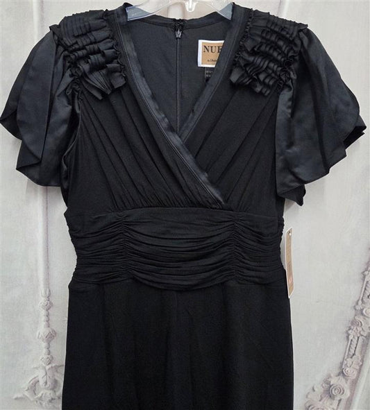 NWT Nue by Shani 8 Victorian Flutter Sleeve Cocktail Dress S457 Black 131724