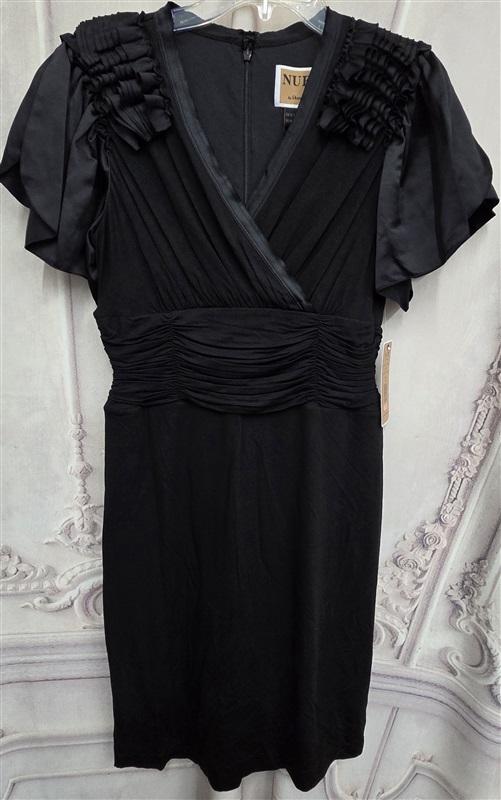 NWT Nue by Shani 8 Victorian Flutter Sleeve Cocktail Dress S457 Black 131724