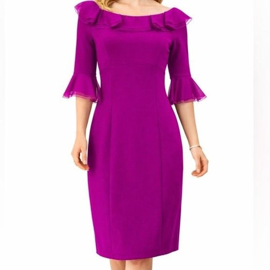 NWT Nue by Shani 6 Fuchsia Portrait Neckline Shapewear Dress 131728
