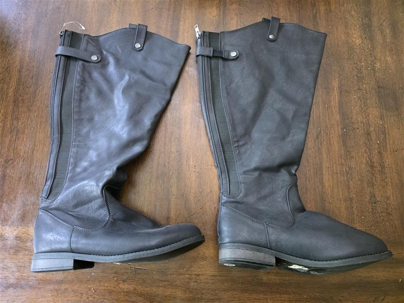 NWOT Lane Bryant 10 W Faux Leather Riding Boots Black 131733