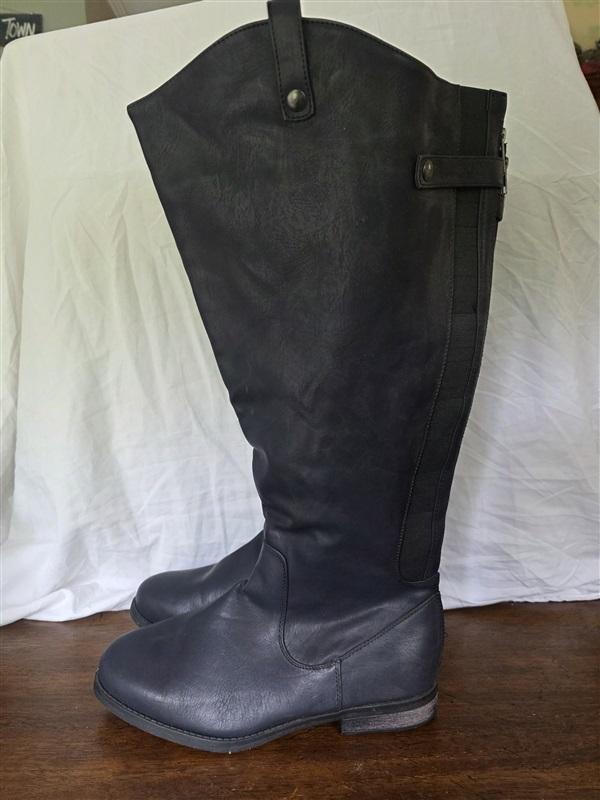 NWOT Lane Bryant 10 W Faux Leather Riding Boots Black 131733