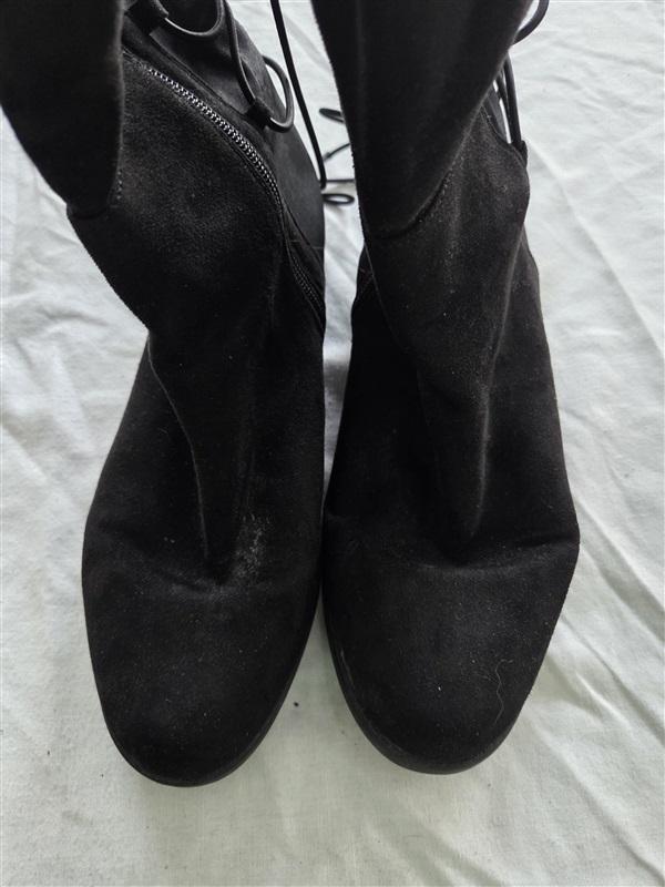 NWOT Lane Bryant 8 W Calf Knee High Faux Suede Corset Riding Boots Black 131736