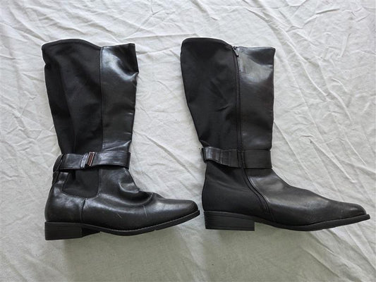 NWOT Lane Bryant 10 Wide Calf Knee Buckle Riding Boots Black 131737