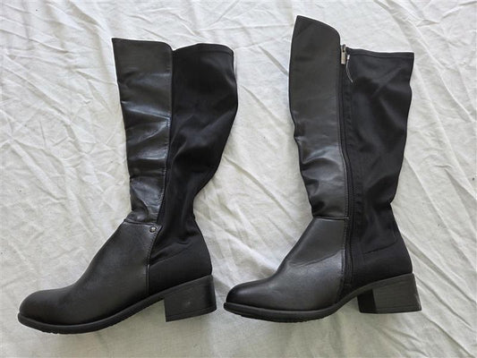 NWOT Lane Bryant 8 Wide Calf Faux Leather Riding Boots Black 131739