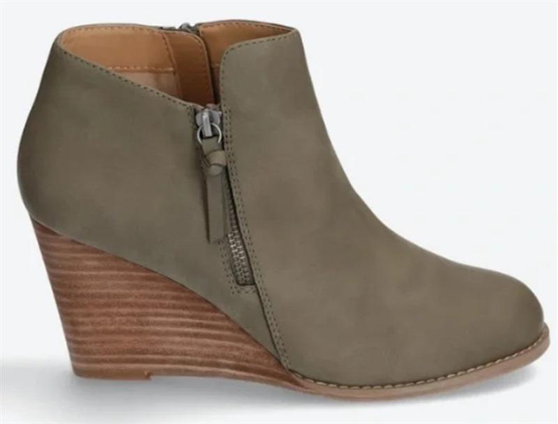 NWOT Report Guine 7.5 Wedge Booties Ankle Boots Olive Green 131744