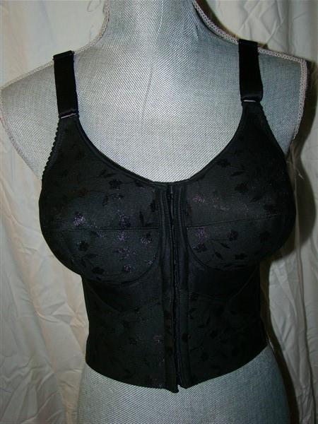 NWT Elila 48E Jacquard Soft-cup Front Hook Longline Bra 5415 Black 131769