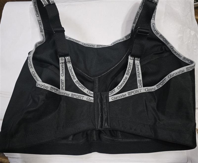NWOT Glamorise 40G No Bounce Cami Sports Bra 1066 Black Gray 131772