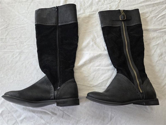 NWOT Shoedazzle 9.5 Emily Equestrian Boots Black Faux Suede 131794