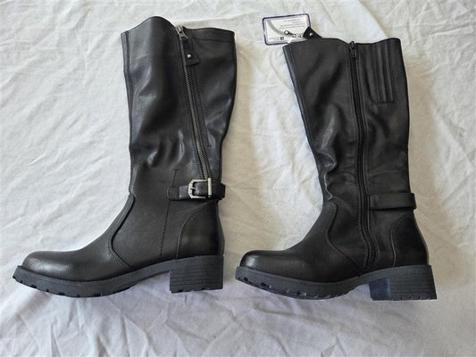 NWT White Mountain 5 Moto Knee Lug Sole Boots Black 131795