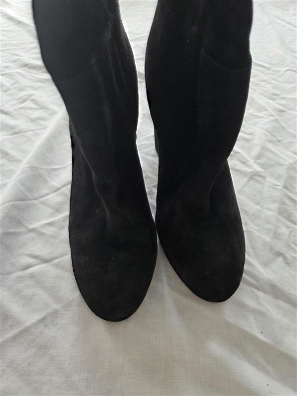 NWOT Sam Edelman 7 Knee Boots Black Real Suede Heeled 131799