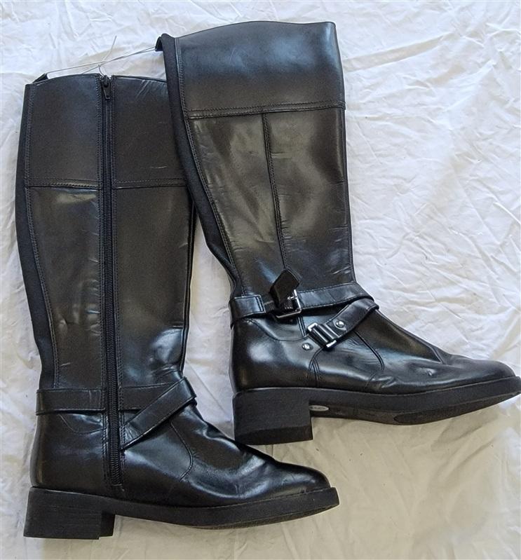 NWOT Bandolino 5 Riding Buckle Boots Equestrian Black Leather 131801