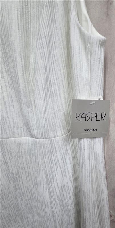 NWT Kasper 18W Sleeveless Jewel Neck Ribbed Foil Knit Sheath Dress 131808