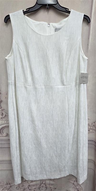 NWT Kasper 18W Sleeveless Jewel Neck Ribbed Foil Knit Sheath Dress 131808