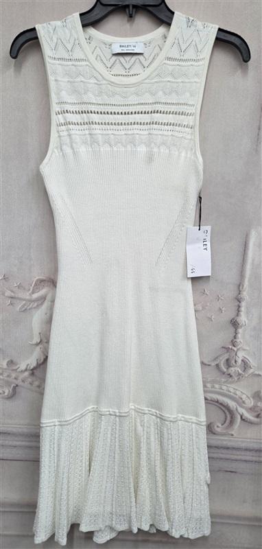 NWT Bailey 44 S Evaline Dress White Eyelet A-Line Lace Sweater Knit 131809