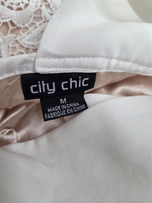 NWOT City Chic M Tea Party Ivory Lace Shift Dress Bow Back 131810