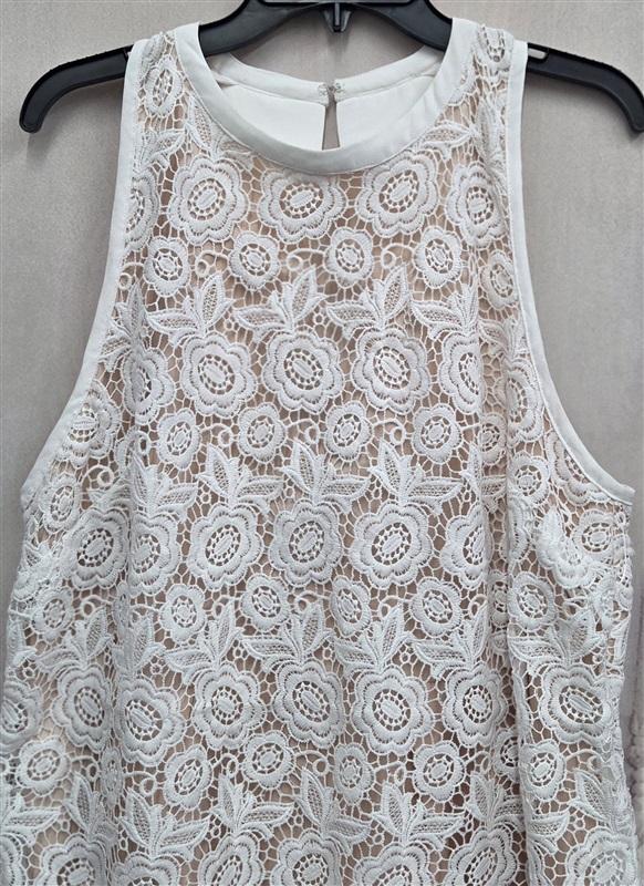 NWOT City Chic M Tea Party Ivory Lace Shift Dress Bow Back 131810