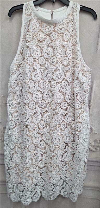 NWOT City Chic M Tea Party Ivory Lace Shift Dress Bow Back 131810