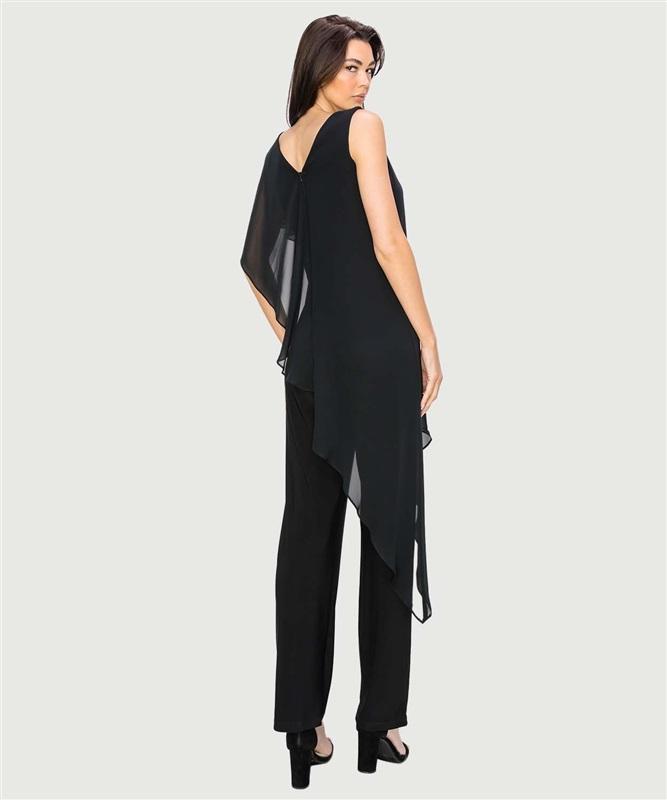 NWOTD Matty M Asymmetrical MEDIUM Chiffon Overlay Jumpsuit Black 131812