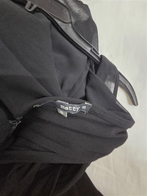 NWOTD Matty M Asymmetrical MEDIUM Chiffon Overlay Jumpsuit Black 131812