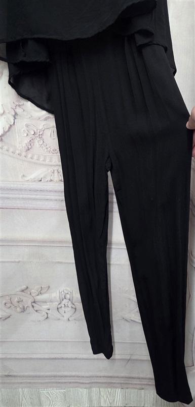 NWOTD Matty M Asymmetrical MEDIUM Chiffon Overlay Jumpsuit Black 131812