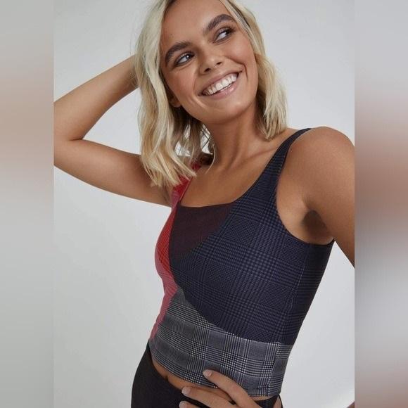 NWT Wear it With Heart XS Thalia Crop Tank Topsy Turvy Plaid 131828